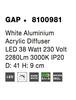Nova Luce Moderní úzké stropní LED svítidlo Gap v bílé a černé barvě - 38 W LED, 2280 lm, pr. 410 x 90 mm, bílá NV 8100981