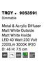 NOVA LUCE stropní svítidlo TROY kov a akrylový difuzor matná bílá LED 40W 230V 3000K IP20 stmívatelné 9053591