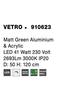 NOVA LUCE závěsné svítidlo VETRO matný zelený hliník a akryl LED 41W 230V 3000K IP20 910623
