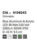 NOVA LUCE stropní svítidlo CIA modrý hliník a akryl LED 38W 230V 3000K IP20 stmívatelné 9106243