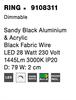 NOVA LUCE nástěnné svítidlo RING černý hliník a akryl černý kabel LED 28W 230V 3000K IP20 stmívatelné 9108311
