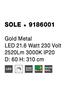 NOVA LUCE závěsné svítidlo SOLE zlatý kov LED 21.6W 230V 3000K IP20 9186001