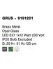 NOVA LUCE závěsné svítidlo GRUS mosazný kov opálové sklo E27 1x12W 230V IP20 bez žárovky 9191201
