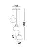 NOVA LUCE závěsné svítidlo CINZIA kouřové sklo černý kabel černá kovová základna E27 3x12W 230V IP20 bez žárovky 9236530