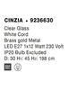 NOVA LUCE závěsné svítidlo CINZIA čiré sklo bílý kabel mosazný zlatý kov E27 1x12W 230V IP20 bez žárovky 9236630