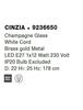 NOVA LUCE závěsné svítidlo CINZIA šampaň sklo bílý kabel mosazný zlatý kov E27 1x12W 230V IP20 bez žárovky 9236650