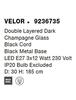 NOVA LUCE závěsné svítidlo VELOR dvouvrstvé šampaň sklo černý kabel černá kovová základna E27 3x12W 230V IP20 bez žárovky 9236735