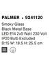 NOVA LUCE nástěnné svítidlo PALMER kouřové sklo černá kovová základna E14 2x5W 230V IP20 bez žárovky 9241120
