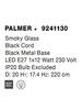 NOVA LUCE závěsné svítidlo PALMER kouřové sklo černý kabel černá kovová základna E27 1x12W 230V IP20 bez žárovky 9241130