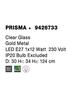 NOVA LUCE závěsné svítidlo PRISMA čiré sklo zlatý kov E27 1x12W 230V IP20 bez žárovky 9426733