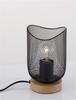 NOVA LUCE stolní lampa LYRON matný černý kov přírodní dřevo E27 1x12W 230V IP20 bez žárovky 9555801