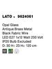 NOVA LUCE závěsné svítidlo LATO opálové sklo antický mosazný kov černý kabel E27 1x12W 230V IP20 bez žárovky 9624061