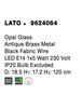 NOVA LUCE závěsné svítidlo LATO opálové sklo antický mosazný kov černý kabel E14 1x5W 230V IP20 bez žárovky 9624064