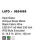 NOVA LUCE závěsné svítidlo LATO opálové sklo antický mosazný kov černý kabel E14 1x5W 230V IP20 bez žárovky 9624065