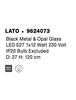 NOVA LUCE závěsné svítidlo LATO černý kov a opálové sklo E27 1x12W 230V IP20 bez žárovky 9624073