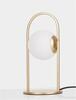 NOVA LUCE stolní lampa HOOK saténový zlatý kov a opálové bílé sklo LED 4.8W 230V 3000K IP20 9695225