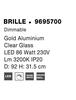 NOVA LUCE stropní svítidlo BRILLE zlatý hliník a sklo LED 86W 230V 3200K IP20 stmívatelné 9695700