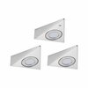 PAULMANN LED podskříňkové svítidlo Trias čidlo přiblížení 3ks sada 3x2,7W 135x132mm 230/12V kov kartáčovaný