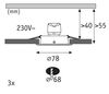 PAULMANN LED vestavné svítidlo 3-krokové-stmívatelné Nova GU10 Flat nevýklopné IP44 3x4,9W 230V stmívatelné 2700K kov kartáčovaný