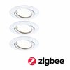 PAULMANN LED vestavné svítidlo Smart Home Zigbee Base Coin základní sada výklopné kruhové 90mm 20° 3x4,9W 230V stmívatelné 3000K bílá 924.63