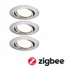 PAULMANN LED vestavné svítidlo Smart Home Zigbee Base Coin základní sada výklopné kruhové 90mm 20° 3x4,9W 230V stmívatelné 3000K kov kartáčovaný 924.64