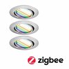 PAULMANN LED vestavné svítidlo Smart Home Zigbee Base Coin základní sada výklopné kruhové 90mm 20° 3x4,9W 230V stmívatelné RGBW+ kov kartáčovaný 924.67