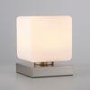 PAUL NEUHAUS LED stolní lampa stříbrná, tvar kostky, dotykový stmívač, nadčasový design 3000K