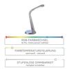 PAUL NEUHAUS Stolní lampa, stříbrná, LED stojna, stmívatelné, USB-konektor 3000-6500K 4591-95