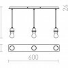 RENDL MORE 60 stropní závěsná základna chrom 230V E27 3x42W R11775