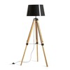 RENDL ALVIS/RIDICK stojanová lampa lampa lesklá černá zlatá fólie/bambus/černá 230V E27 15W R14501