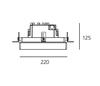 Artemide Ego 220 sklo downlight čtverec EL 3000K T4121ELPTW00