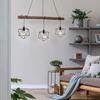 LEUCHTEN DIREKT is JUST LIGHT Závěsné svítidlo moderní dřevo, černá, 3-ramenné, drátěné tělo, E27 patice