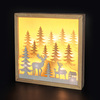 Solight LED 3D dřevěná vánoční dekorace v rámu, 12x LED, 25cm, 2x AA 1V306