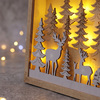 Solight LED 3D dřevěná vánoční dekorace v rámu, 12x LED, 25cm, 2x AA 1V306