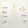 Solight LED řetěz s hvězdou na vánoční strom, výška 2,1m, 212 LED, IP44 1V308