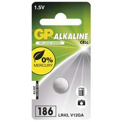 GP Alkalická knoflíková baterie GP LR43 (186F), blistr 1041018611