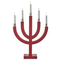 EMOS Lighting Svícen na 5× žárovičku E10 dřevěný červený, pětiram.,35×67cm 1534222000