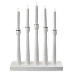 EMOS Lighting Svícen na 5× žárovičku E10 dřevěný bílý, 36×48,5cm, vnitřní 1534222100