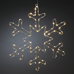 Stříbrná sněhová vločka 1803-993, 100 jantarových LED, průměr 48 cm
