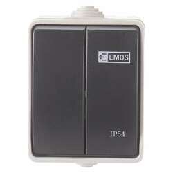 EMOS Přepínač nástěnný č. 5 IP54, 2 tlačítka 3104139811