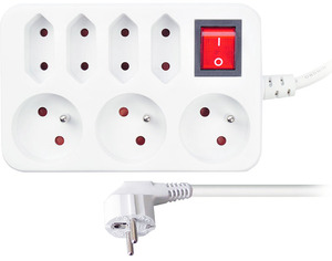 Solight prodlužovací přívod, 7 zásuvek, bílý, vypínač, 2m PP141