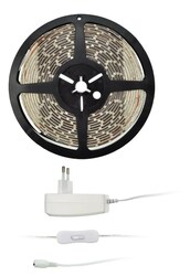 Solight LED světelný pás s testrem, 5m, sada s 12V adaptérem, 4,8W/m, IP65, teplá bílá WM51-65T 4