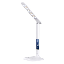 Solight LED stmívatelná stolní lampička s displejem, 7W, volba teploty světla, bílý lesk WO43