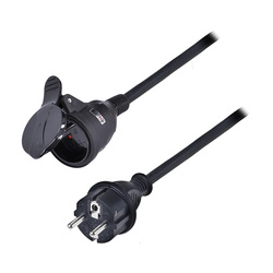 Solight prodlužovací přívod - spojka, 1 zásuvka, 10m, 3 x 1,5mm2, gumová, černá PS31