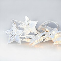 Solight LED řetěz vánoční hvězdy, kovové, bílé, 10LED, 1m, 2x AA, IP20 1V224