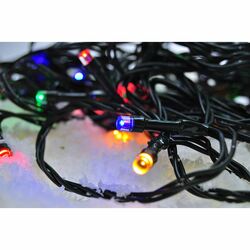 Solight LED venkovní vánoční řetěz, 50 LED, 5m, přívod 3m, 8 funkcí, časovač, IP44, vícebarevný 1V110-M