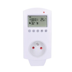 Solight termostaticky spínaná zásuvka, zásuvkový termostat, 230V/16A, režim vytápění nebo chlazení, různé teplotní režimy DT40