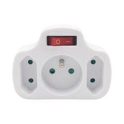 Solight rozbočka, 1x 10A + 2x 2,5A, bílá, vypínač P103