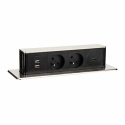 Solight USB výsuvný blok zásuvek, 2 zásuvky + HDMI + USB, hliník + plast, 3 x 1mm2, stříbrný PP126HDMI