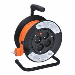 Solight prodlužovací přívod na bubnu, 4 zásuvky, 15m, oranžový kabel, 3x 1,0mm2 PB22O